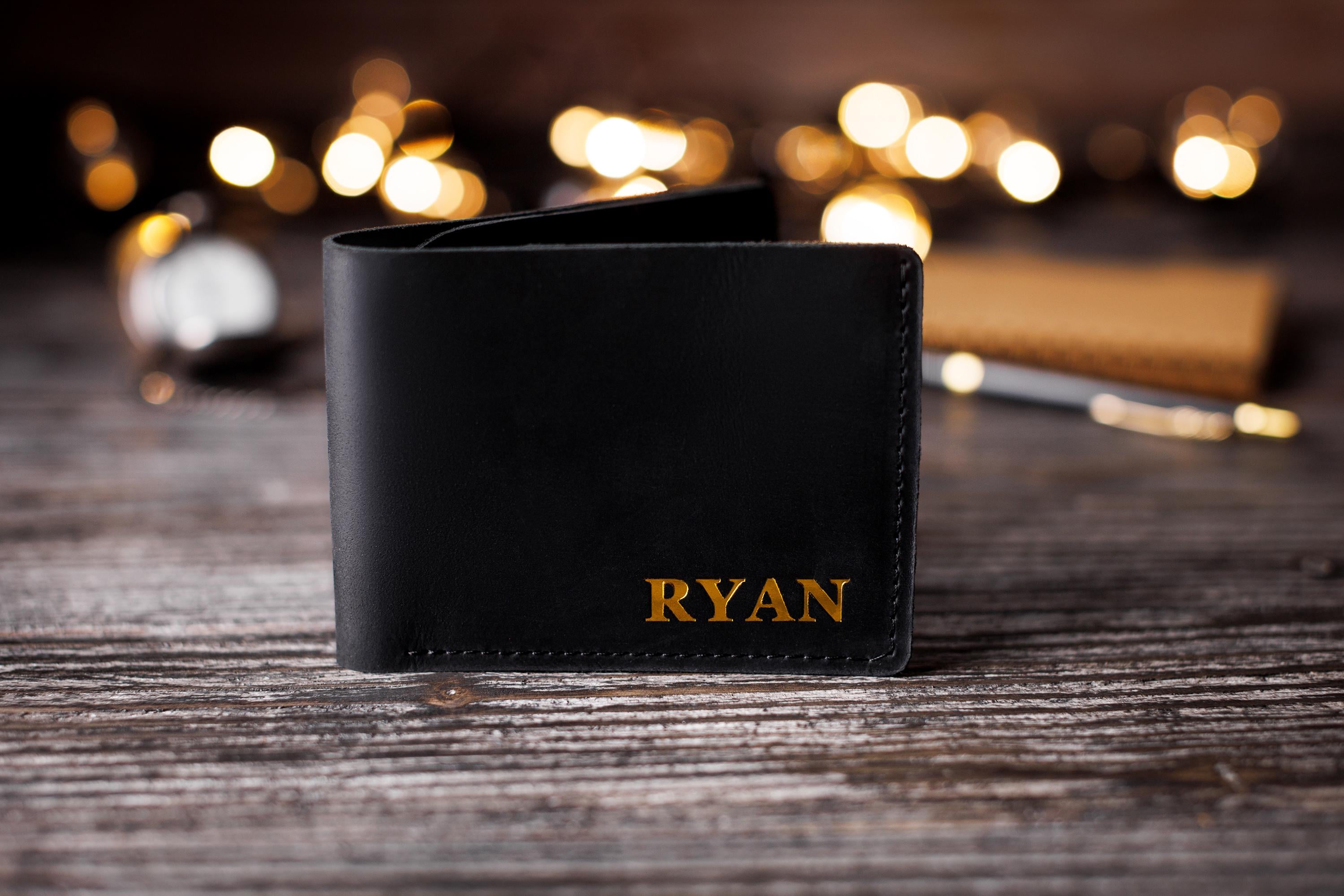 Гаманець-купюрник шкіряний з персоналізацією Чорний (10301)