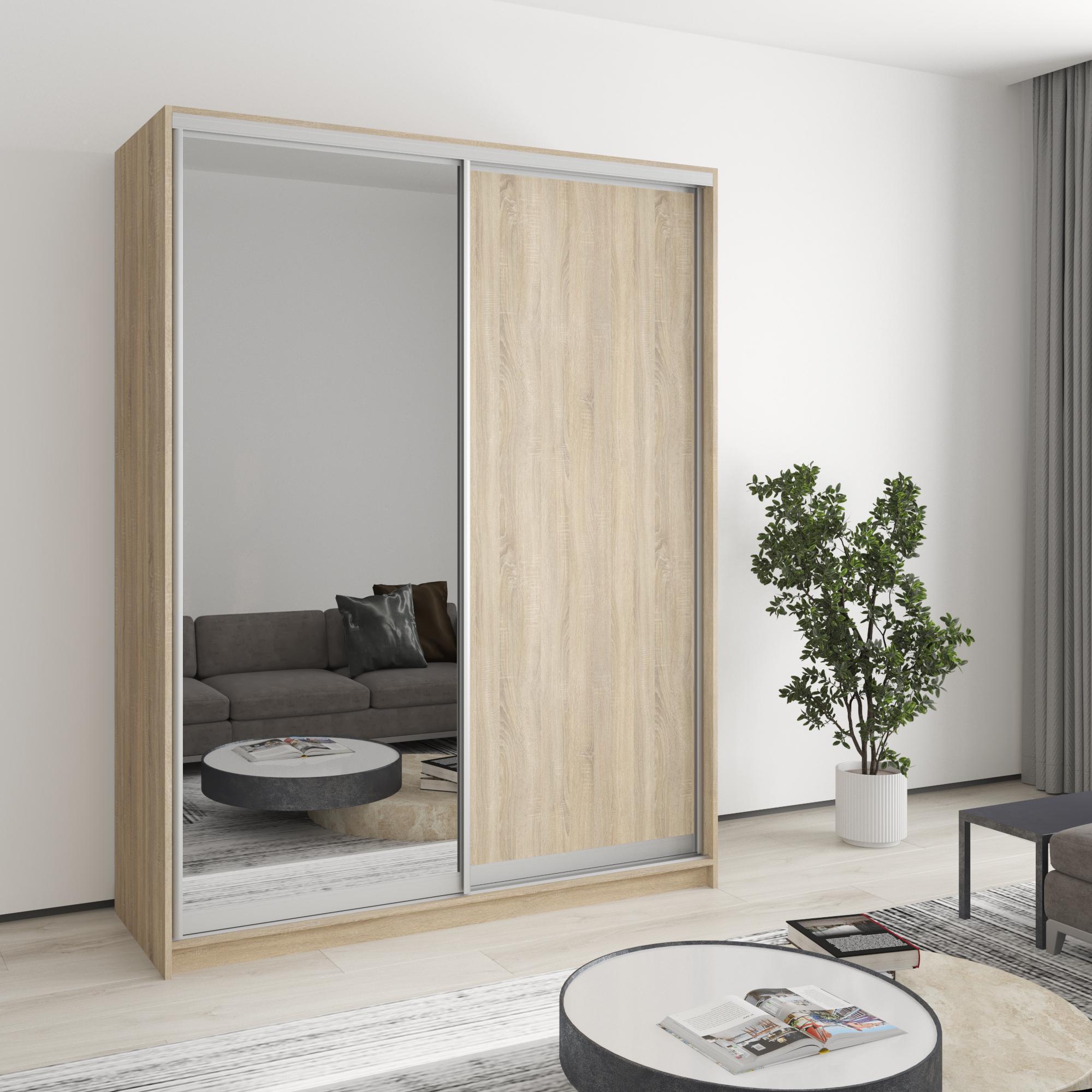 Шкаф-купе двухдверный MebelStar Стандарт AL ДСП/зеркало 160x45x210 см Дуб сонома (MBS-2375)