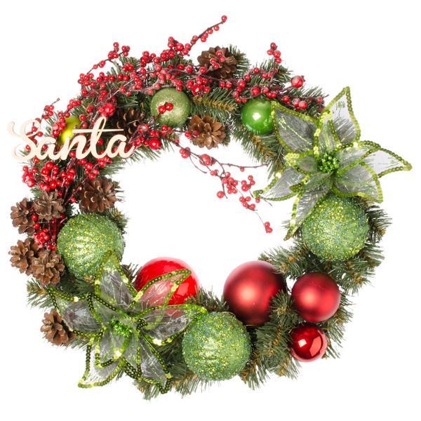 Венок з декором Novogod’Ko Счастливое Рождество 35 см (904484)