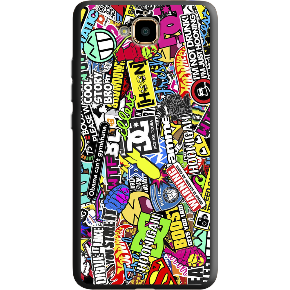 Чехол Boxface Huawei Y6 Pro Multicolored Inscriptions Черный силикон (25518-up880-38737)