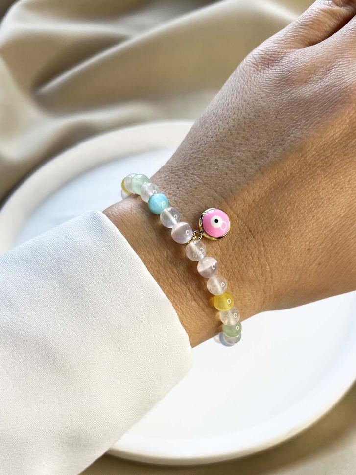 Браслет з місячного каменю та селеніту (5269)