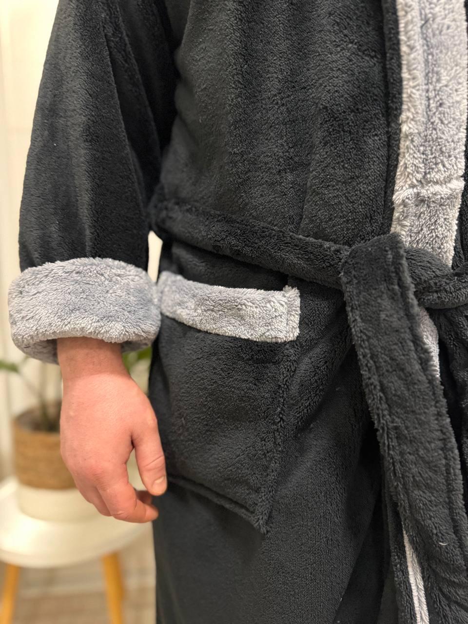 Халат домашній XXL Чорний (П4К-Al-male-halat-011-03) - фото 8