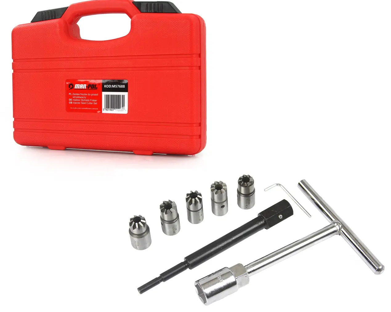 Комплект фрез для гнізд форсунок Mar-Pol M57688 в кейсі 7 шт.