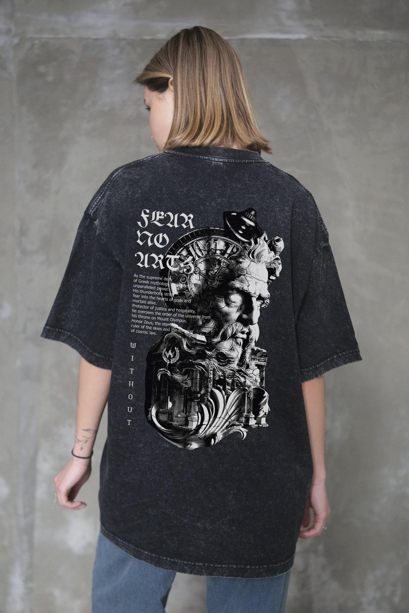 Футболка виварена Without Washed Оверсайз з принтом Greek S/M Black (S/M 8056146 8056147) - фото 5
