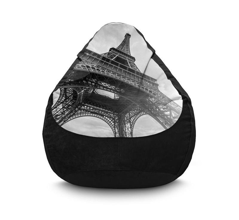 Кресло мешок iPuff Paris La tour Eiffel Флок XXL 90х125 см Черный