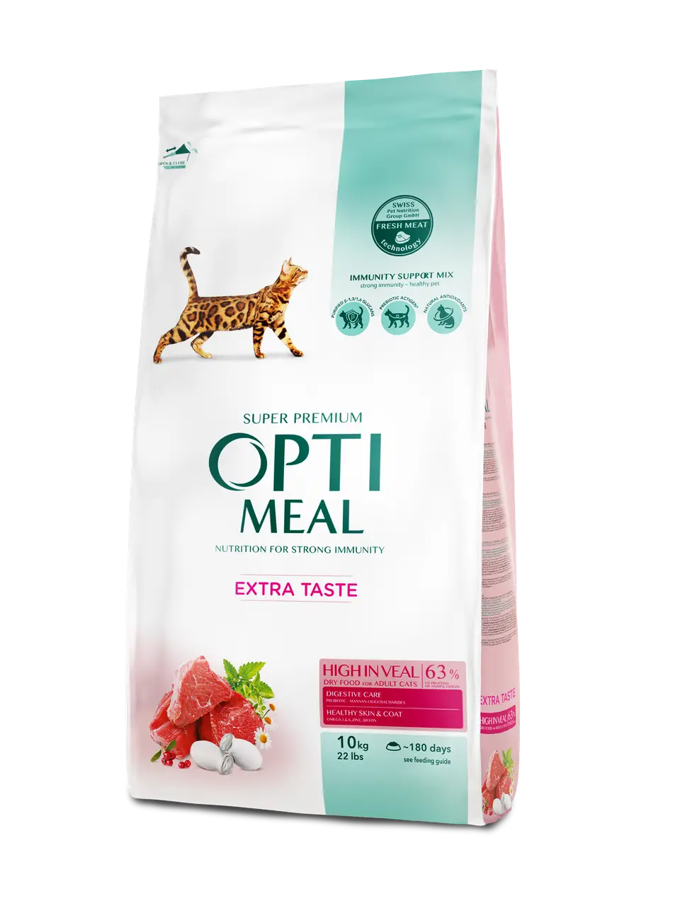 Сухой корм OptiMeal для кошек с высоким содержанием телятины 10 кг