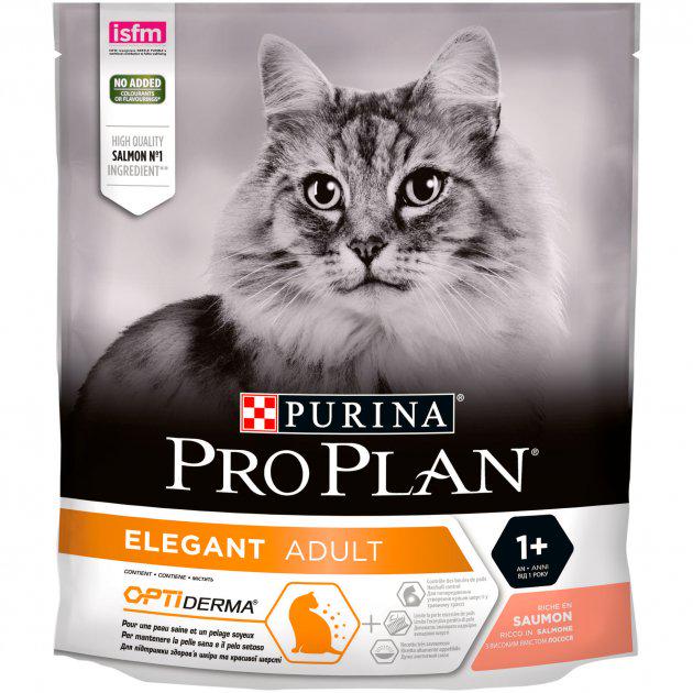 Корм сухой для котов Purina Pro Plan Elegant 1+ с лососем 400 г (7613036544962)