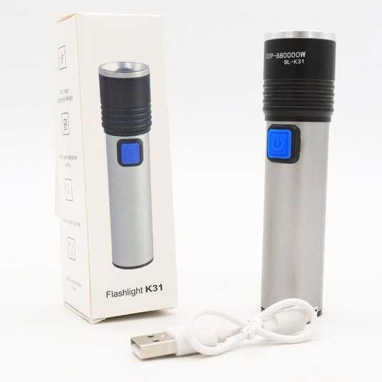 Ліхтарик кишеньковий акумуляторний світлодіодний USB (BL K31)