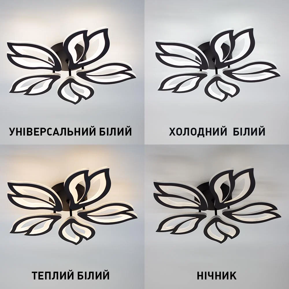 Люстра светодиодная ESLLSE ASTRA 5F с пультом 60 Вт 560x95 мм Черный (10592) - фото 3