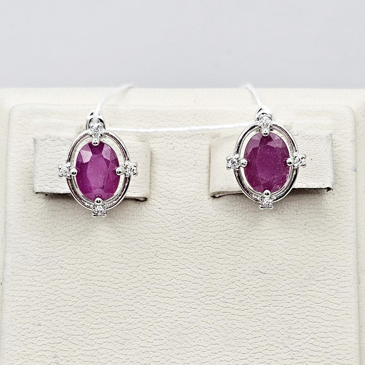 Серебряные серьги с рубином и кубическим цирконием 3,89 г (2809277086)