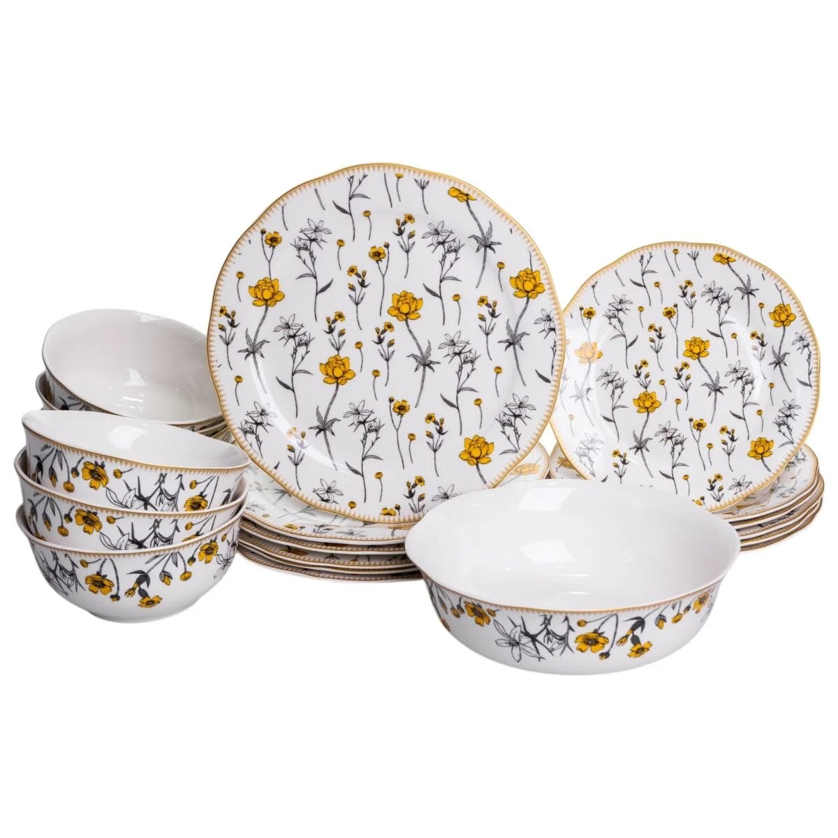 Столовый сервиз фарфоровый YIWU Buttercups на 6 персон 19 пр. (HP-7-715)