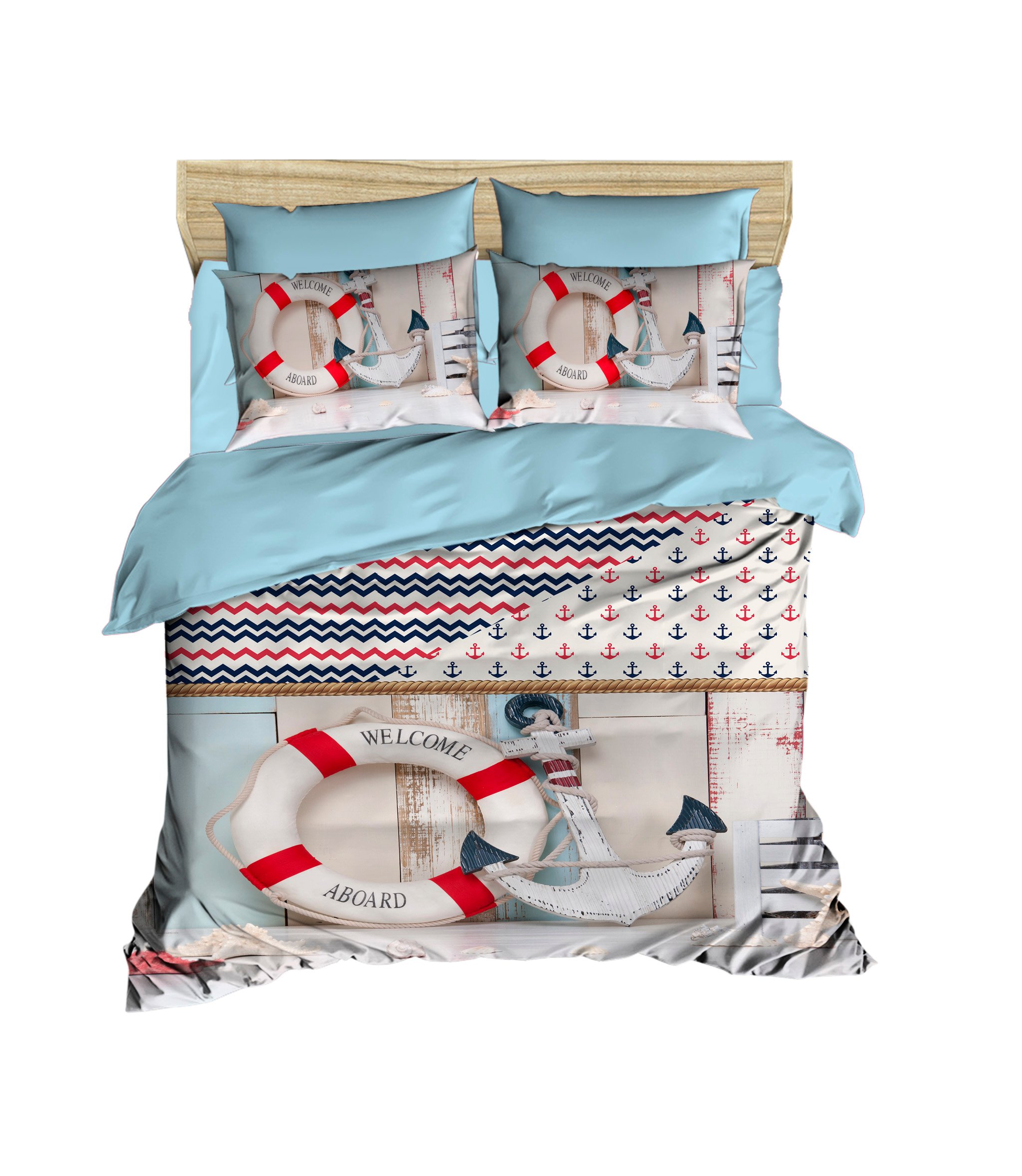 Комплект постільної білизни LIGHTHOUSE ranforce+3D Welcome Aboard 200х220/4х50х70 Комплект постільної білизни LIGHTHOUSE ranforce+3D Welcome Aboard 200х220/4х50х70