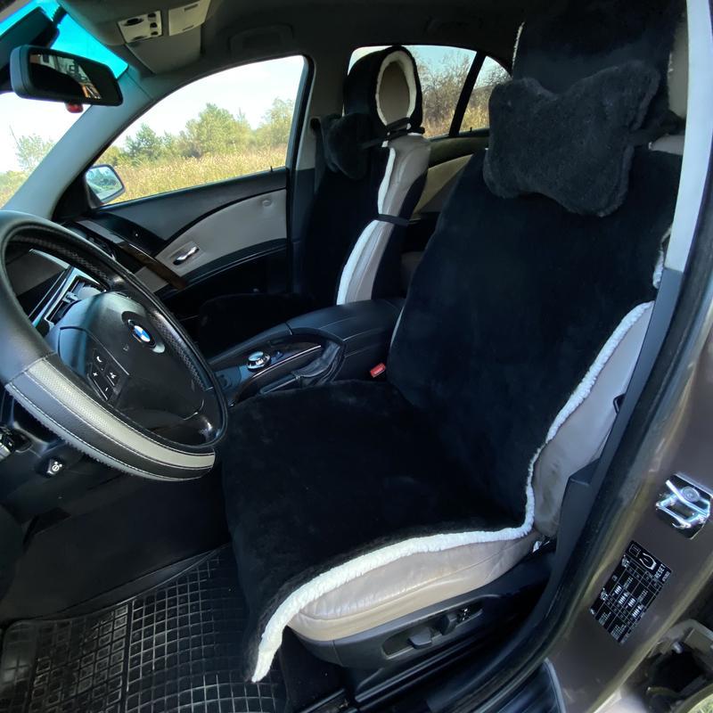 Автомобільні подушки на підголівник з еко-хутра 2 шт. Чорний (806)