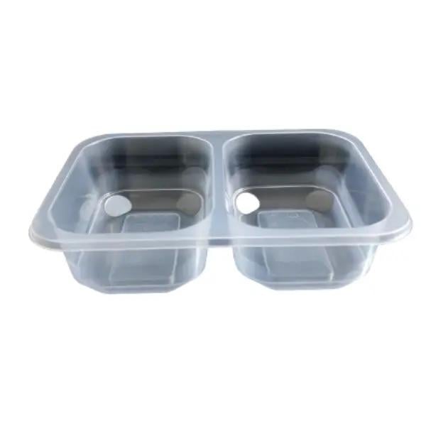 Ланч-бокс одноразовый двохсекционный Т-2 187x137x48 мм РР 50 шт. Прозрачный (LB-0011)
