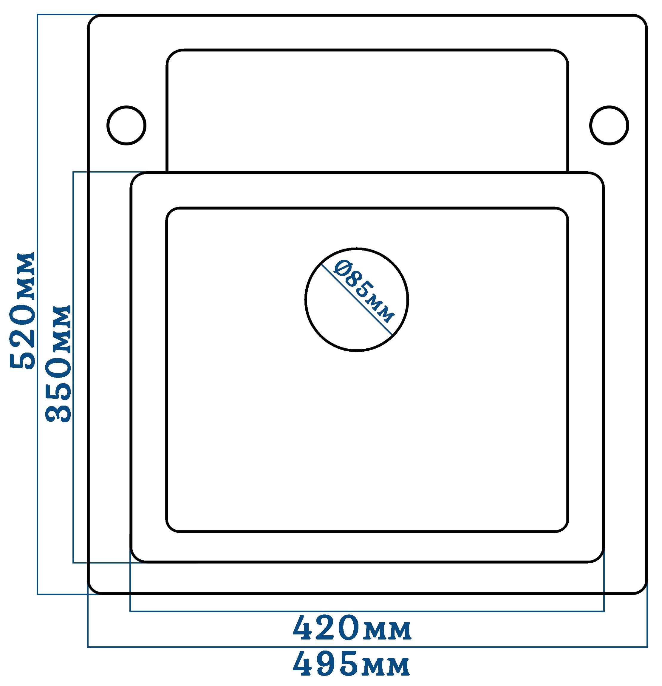 Мойка кухонная Valetti 69D со смесителем 520x495 мм Черный - фото 8