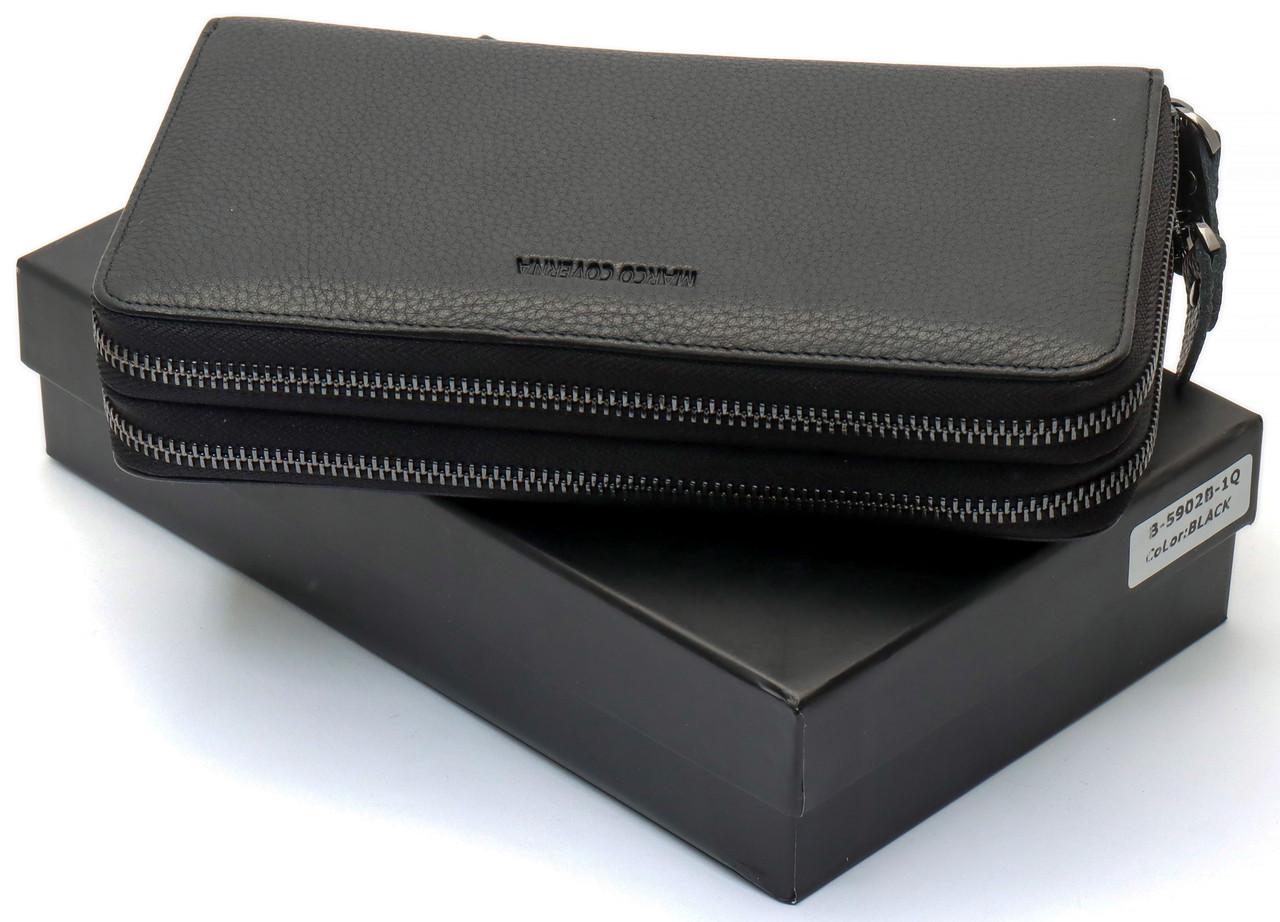 Кошелек-клатч Marco Coverna на две молнии из натуральной кожи Черный (B-5902B-1Q) - фото 2