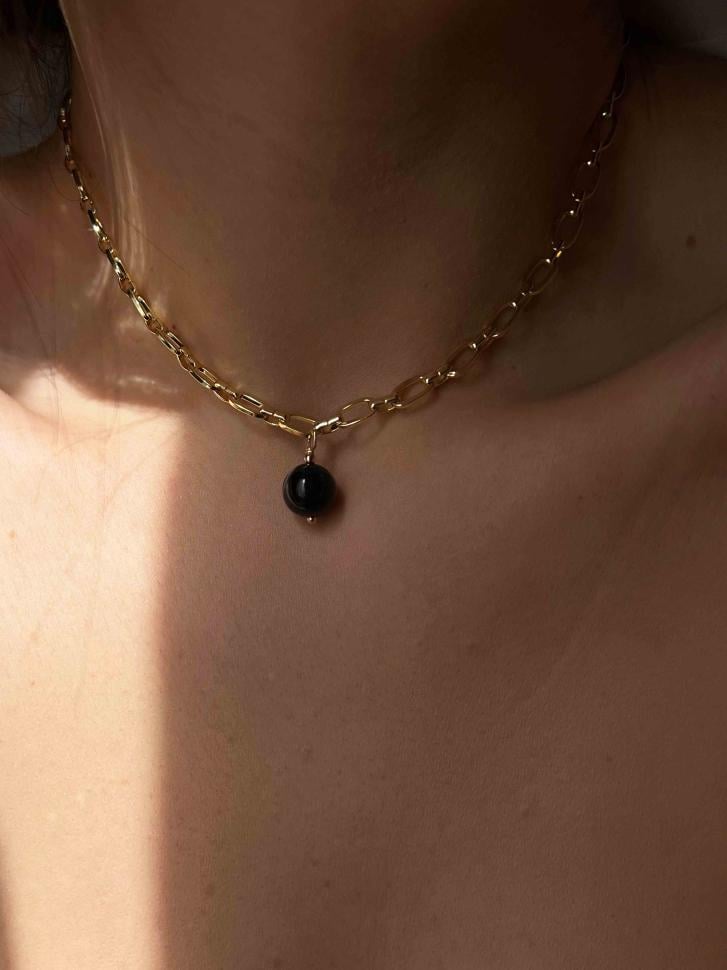 Ланцюг на шию з підвіскою агат (4713)