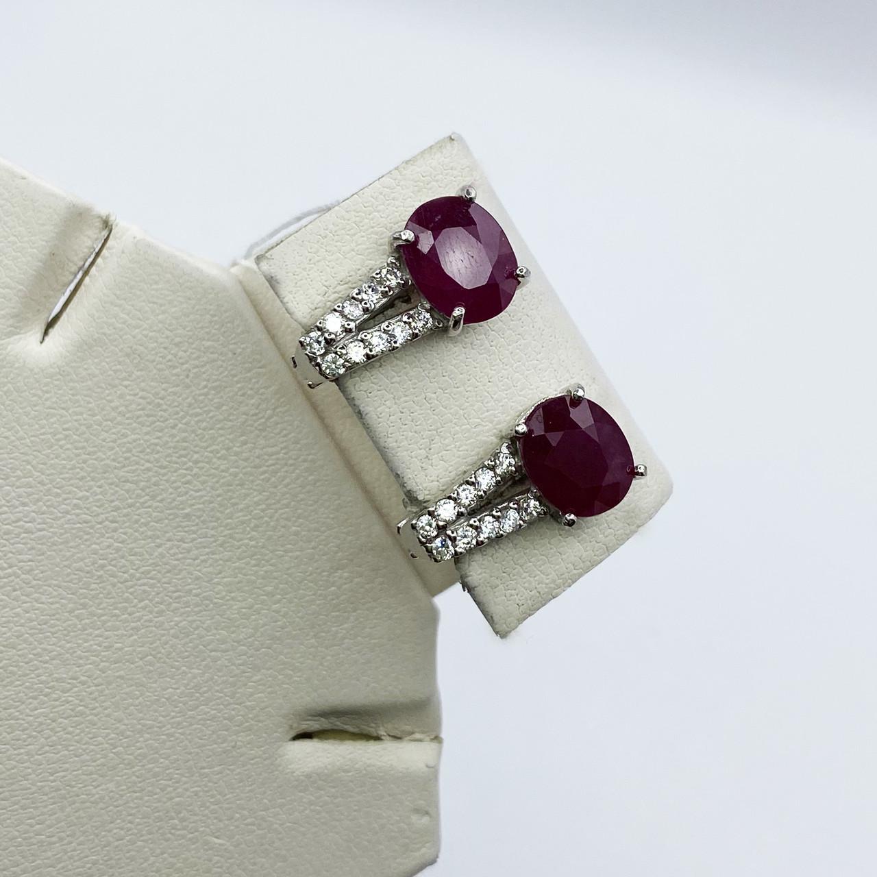 Серьги серебряные с рубином 5,1 г (1937247996)