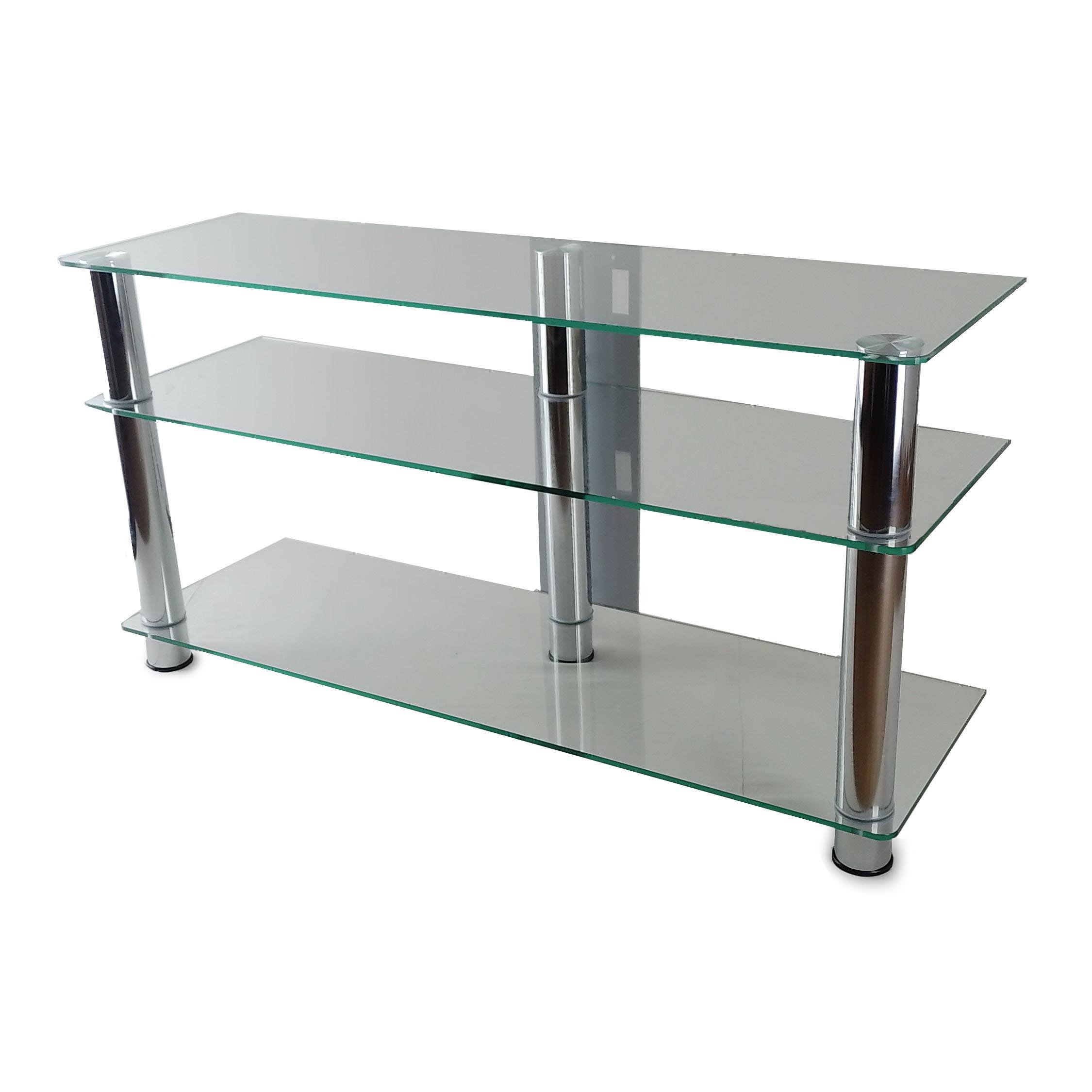 Тумба под телевизор Commus Аскет new clear Сhr 20-47" 1100х350х569 мм Прозрачный/Хром (633310118)