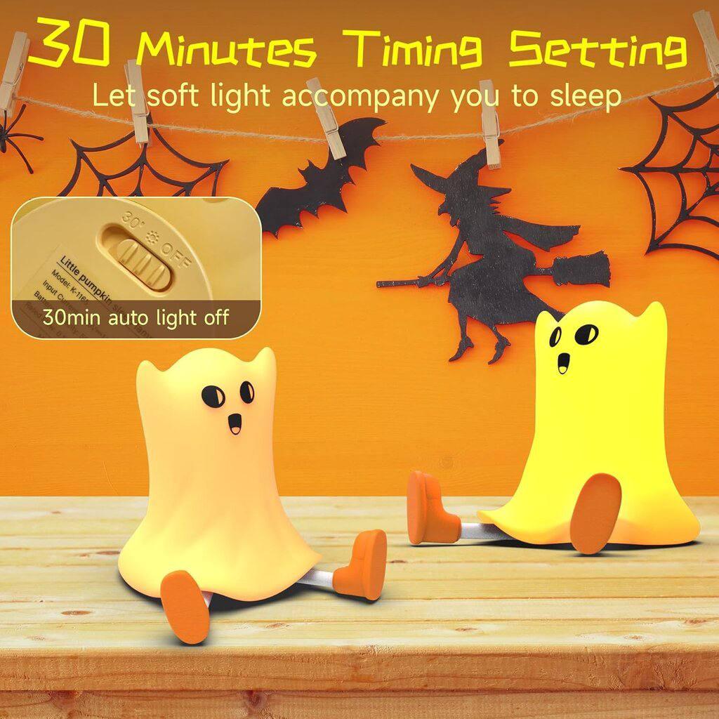 Нічник дитячий силіконовий Привид м'який сенсорний з акумулятором Білий (S06) - фото 3