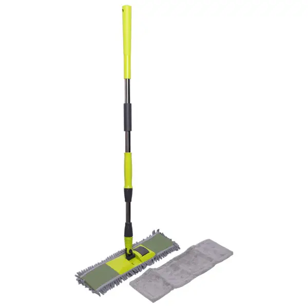 Швабра для пола плоская с телескопической ручкой 125 см и с 2 салфетками из микрофибры Зеленый (147-107-HP-35015-51)