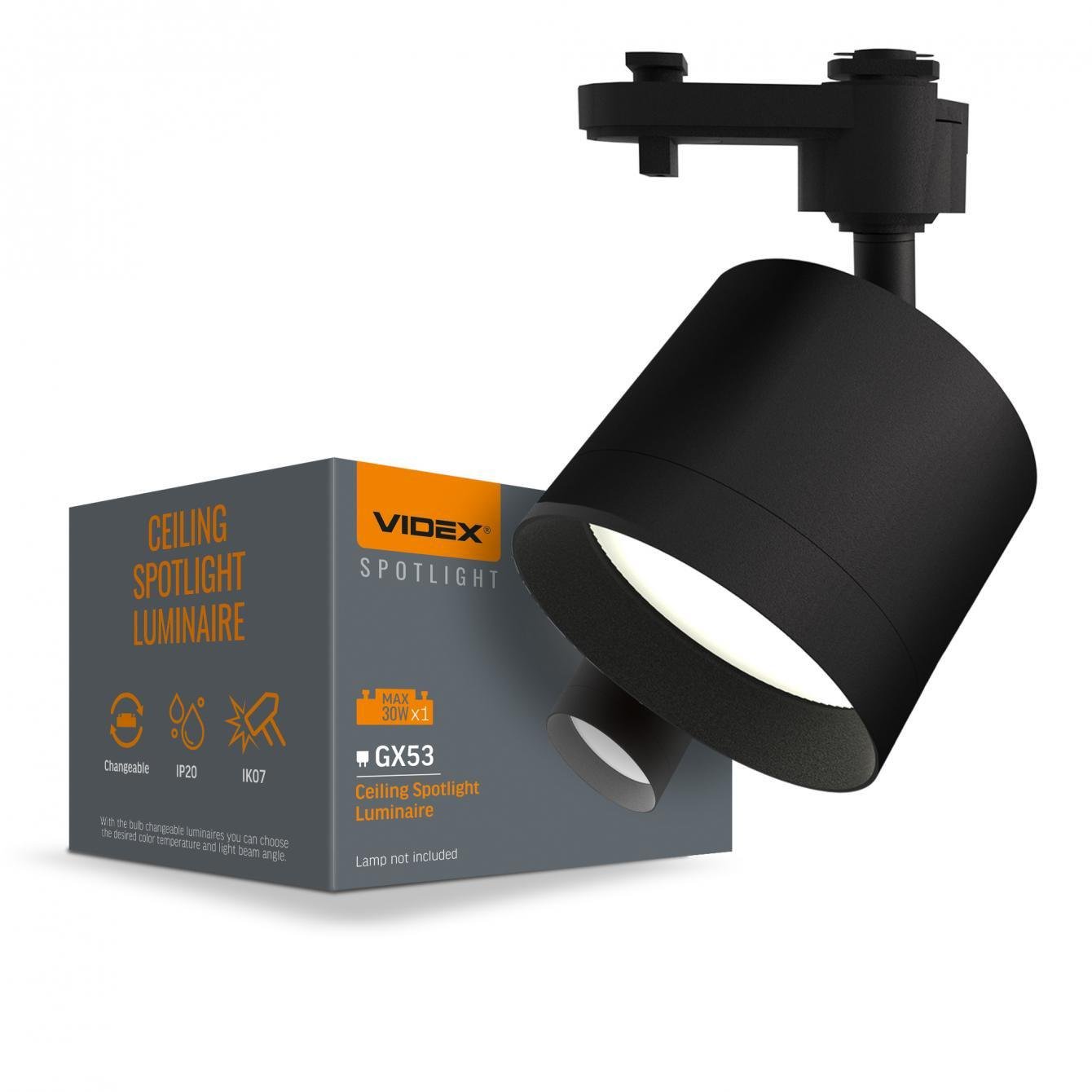 Светильник Videx VL-SPF17C-B под лампу GX53 трековый Черный (000345552)