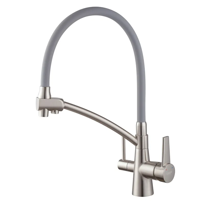 Смеситель для кухни KOER KB-72003-02 с выходом для питьевой воды силиконовый излив (KR3374)