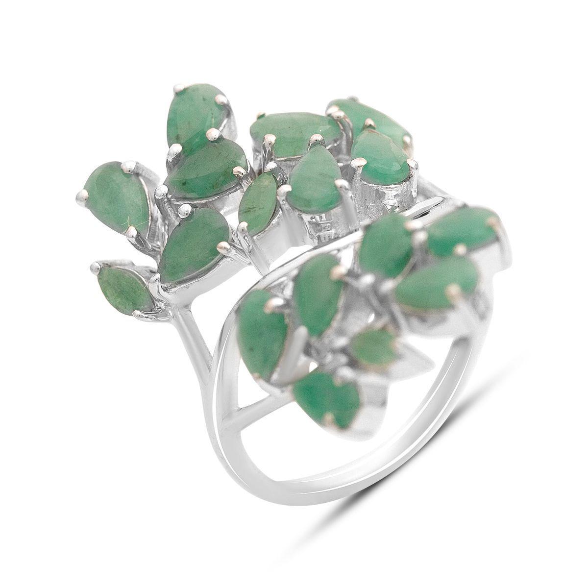 Кольцо серебряное Tiva с натуральным изумрудом 3,31 ct 5,74 г р. 18 (2163527)