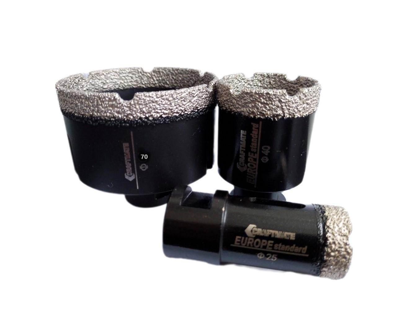 Набор алмазных коронок Craftmate 25/40/70 мм М14 сухое сверление для УШМ (10551781)
