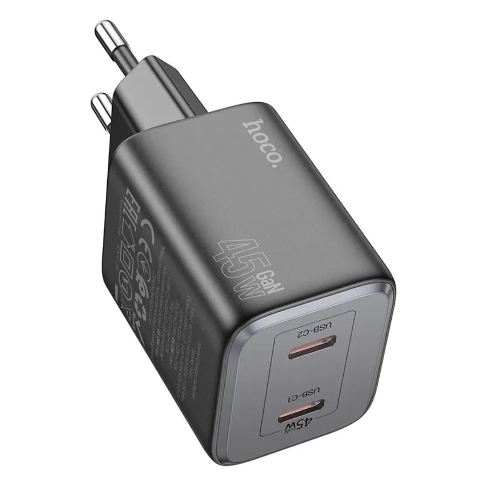 Зарядное устройство Hoco N42 Quick Charger PD 45W/2 х Type-C с кабелем Type-C to Type-C Black (2415654071)