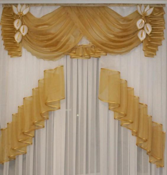 Ламбрекен на карниз шифон 2 м Золотистый (147)