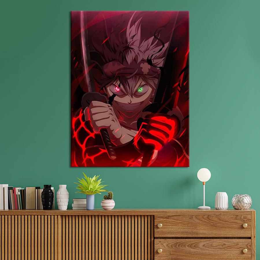 Настенний декор Аста с разноцветными глазами аниме Чёрный клевер 50x38 см (YA-5)