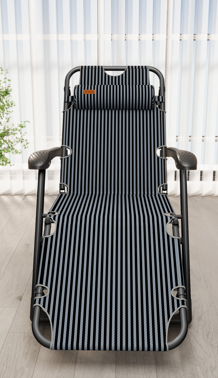 Шезлонг раскладной WCG FCB-S01садовый со стальным каркасом Черный (FCB-S011) - фото 3