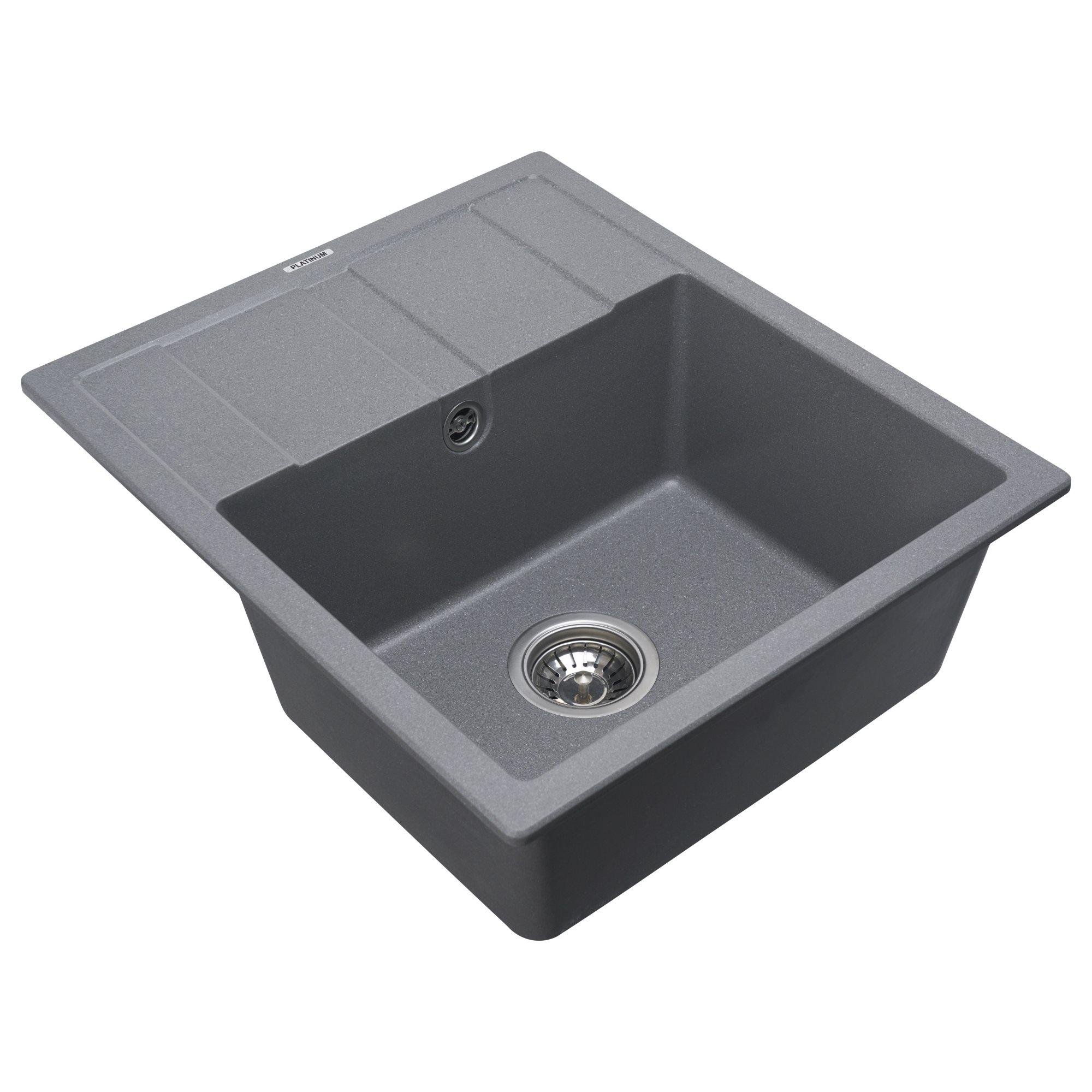 Мийка для кухні гранітна Platinum 5851 ARIA матова Сірий мусон - фото 4 Мийка для кухні гранітна Platinum 5851 ARIA матова Сірий мусон - фото 4