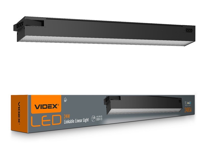 Світлодіодний світильник лінійний Videx BNL02 магістральний 24W 0,6 м 5000К 220V Чорний (VL-BNL02-24065B)