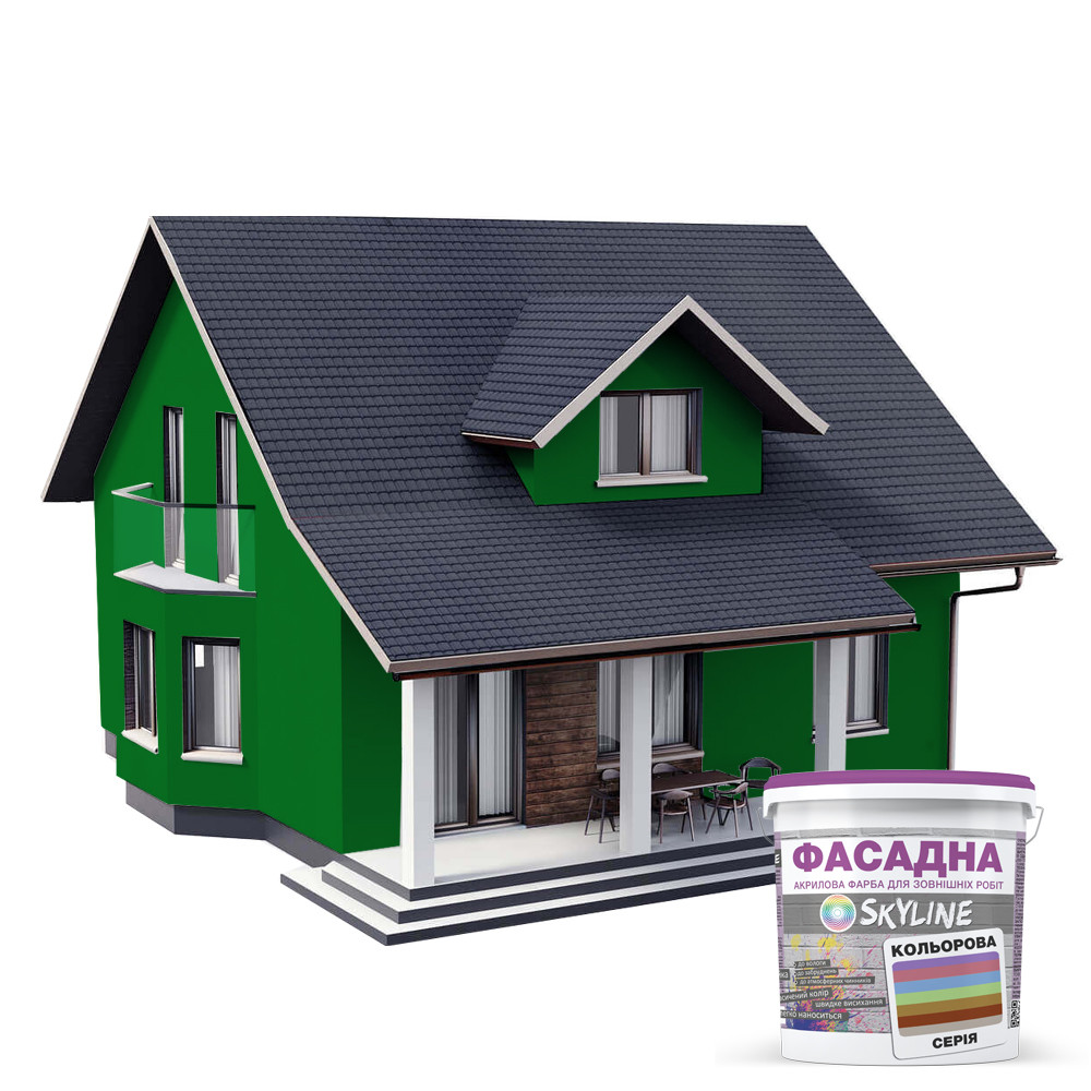 Краска акрил-латексная фасадная Skyline 4050-G20Y (C) 3 л Газон (650c0cd44bc23147a0718b74) - фото 2