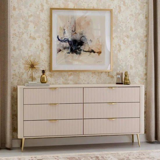 Комод Perfect Home Lante 6S/163 с 6 ящиками и золотыми ножками Бежевый (PFH-091105) - фото 8 Комод Perfect Home Lante 6S/163 с 6 ящиками и золотыми ножками Бежевый (PFH-091105) - фото 8