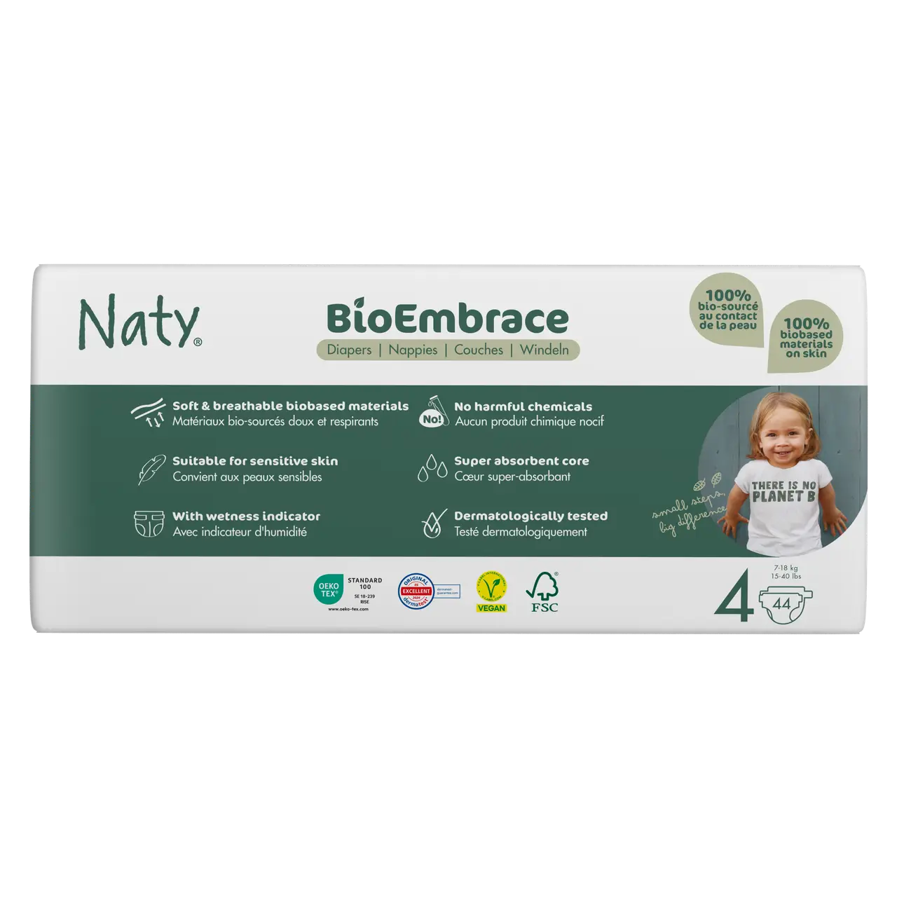 Підгузки дитячі одноразові BioEmbrace NATY р. 4 7-18 кг 44 шт. (29679366)
