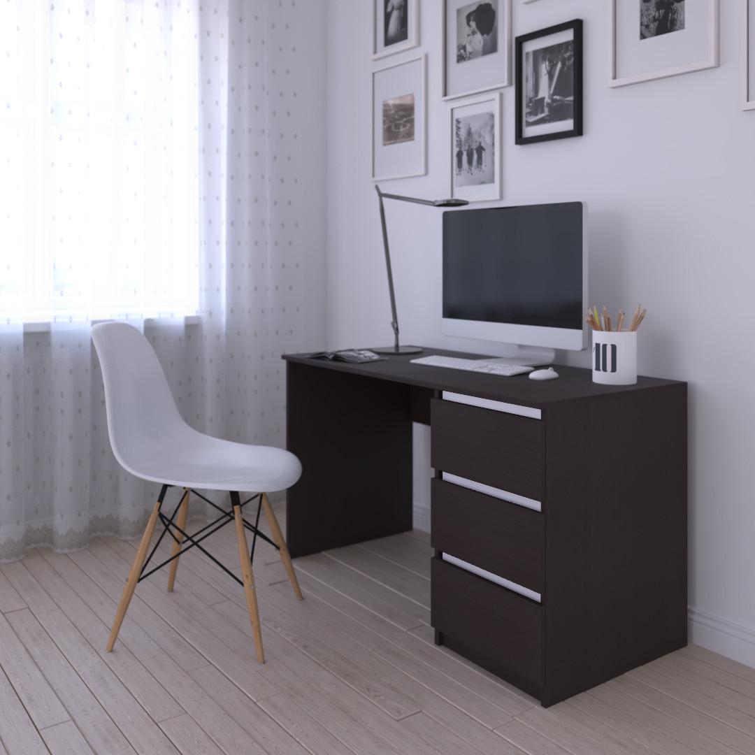 Стіл комп’ютерний з тумбою Вайс R-1 1200х600х755 мм Венге Темний/Білі планки (30469114) - фото 2 Стіл комп’ютерний з тумбою Вайс R-1 1200х600х755 мм Венге Темний/Білі планки (30469114) - фото 2