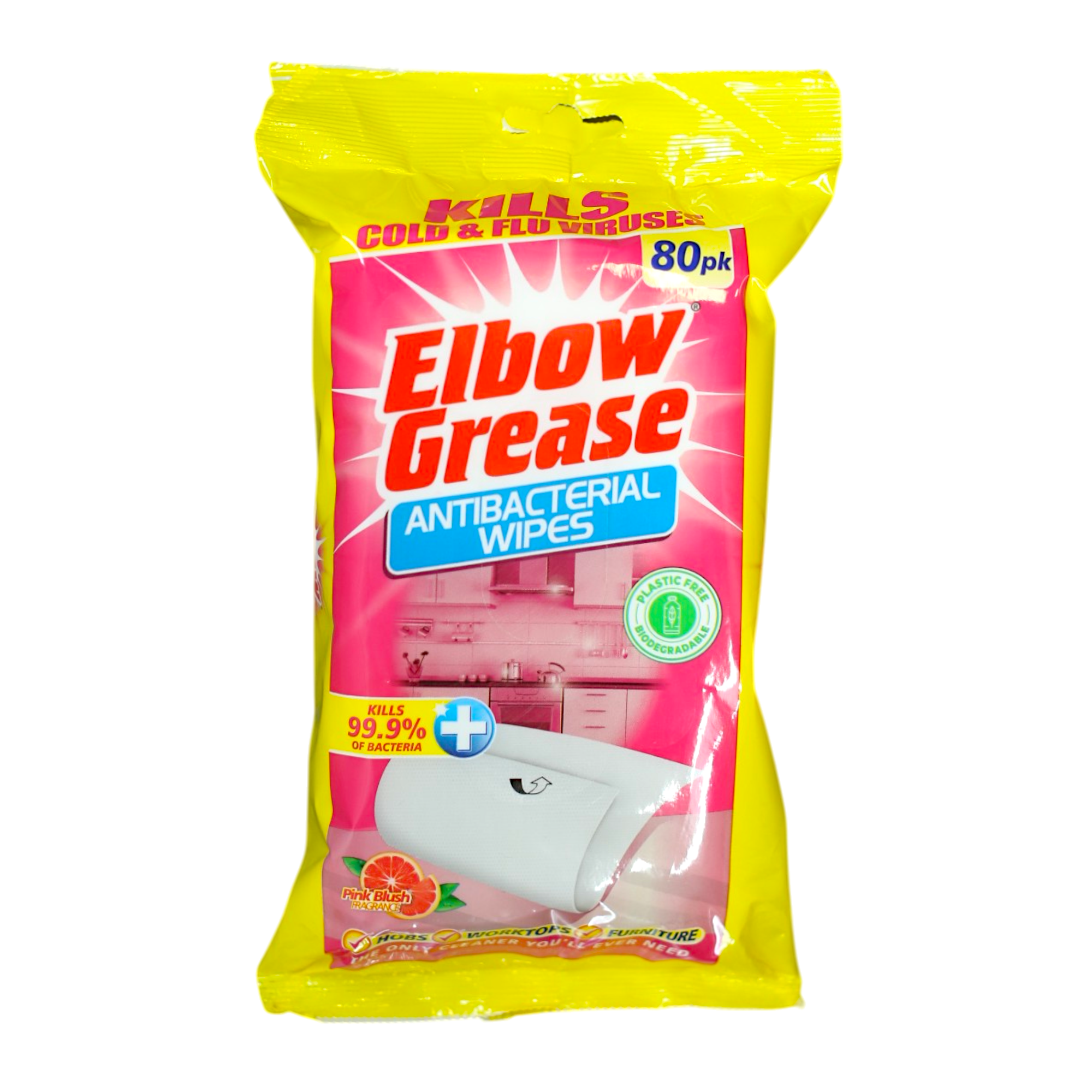 Влажные салфетки для чистки поверхностей Elbow Grease Грейпфрут антибактериальные универсальные 80 шт. (НФ-00008906)