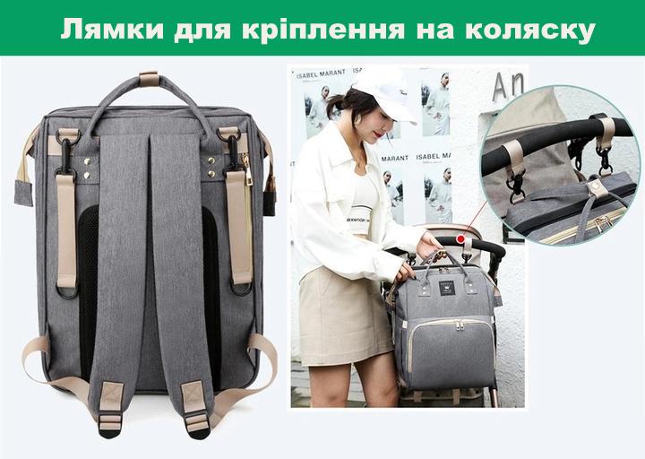 Рюкзак-сумка на коляску з ліжечком LIMHOO водонепроникний Сірий - фото 5 Рюкзак-сумка на коляску з ліжечком LIMHOO водонепроникний Сірий - фото 5