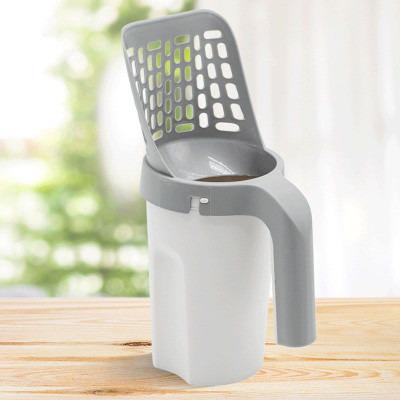 Совок-лопатка для кошачьего туалета Idea для уборки кошачьего лотка без контакта с отходами Светло-серый (6574411) - фото 2