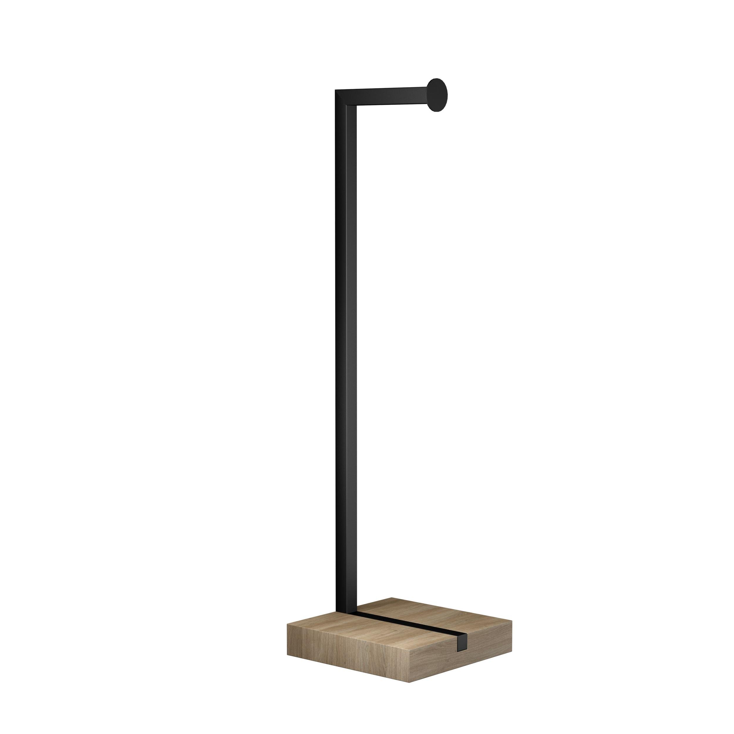 Стойка-держатель Orizon LOFT B для туалетной бумаги из металла и дерева Черный матовый