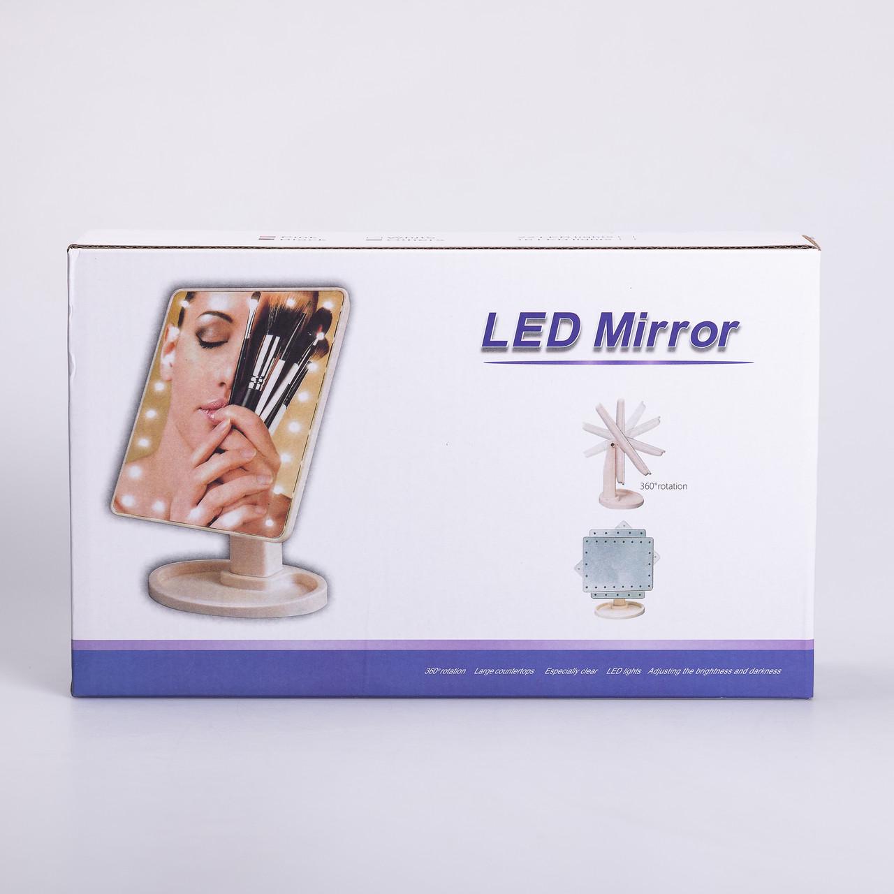 Дзеркало настільне косметичне для макіяжу 16 LED 21х16 см Чорний (6876) - фото 4 Дзеркало настільне косметичне для макіяжу 16 LED 21х16 см Чорний (6876) - фото 4