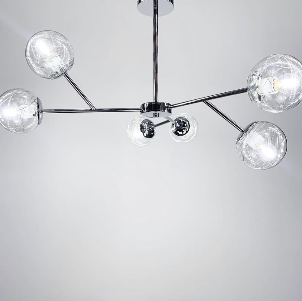 Люстра стельова на 6 прозорих плафонів Хром (AOC 6/6 CH+CL)