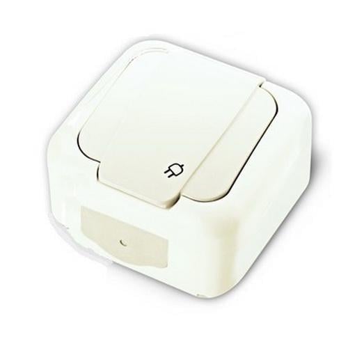 Розетка VI-KO Palmiye одинарная с заземлением и крышкой накладной 10 шт. Белый (00000027306)