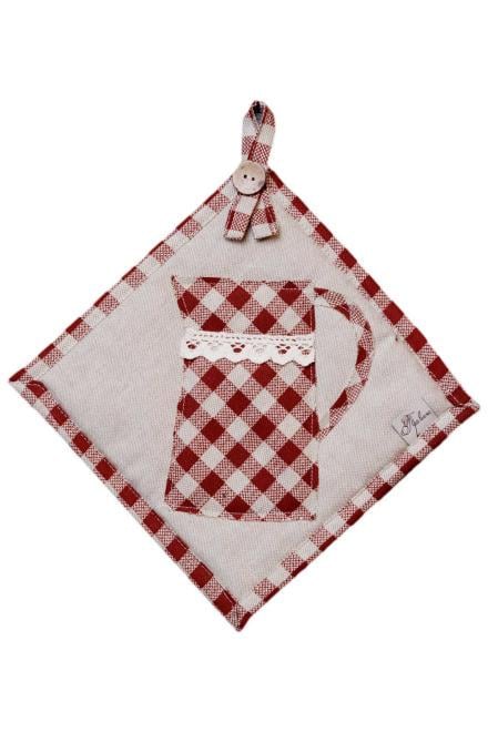 Прихватка Прованс Глечик в червону клітинка 20х20 см (39355)