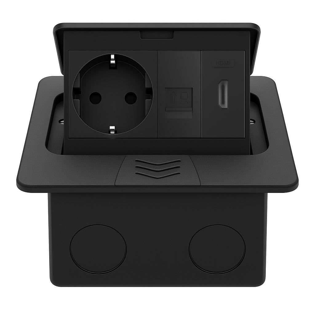 Розетка напольная LIVOLO с HDMI/интернет встроенная IP44 алюминий Черный (VL-SHS016-TC.HD.CP-BP-B)