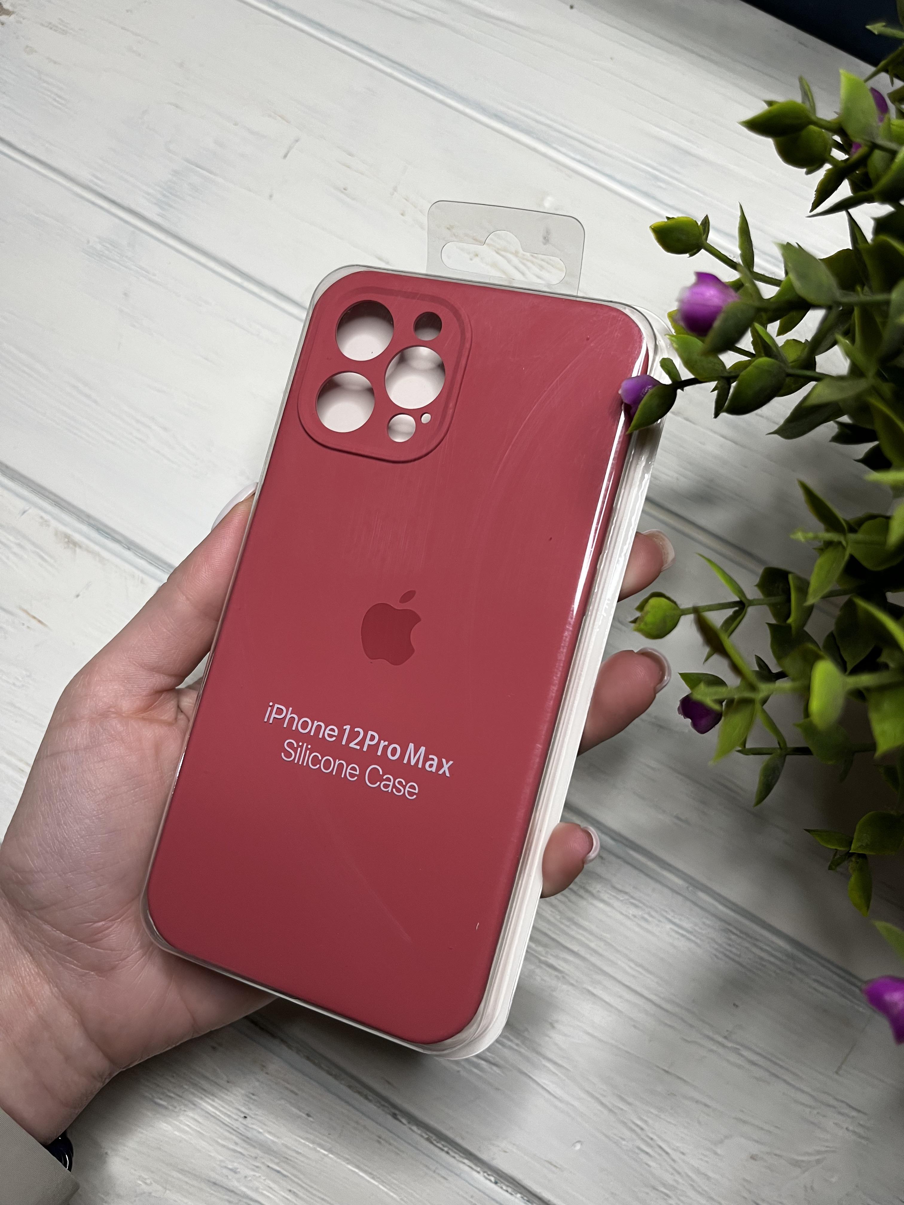 Чехол накладка на iPhone (Айфон) 12 Pro Max квадратные борта silicone case full camera Apple