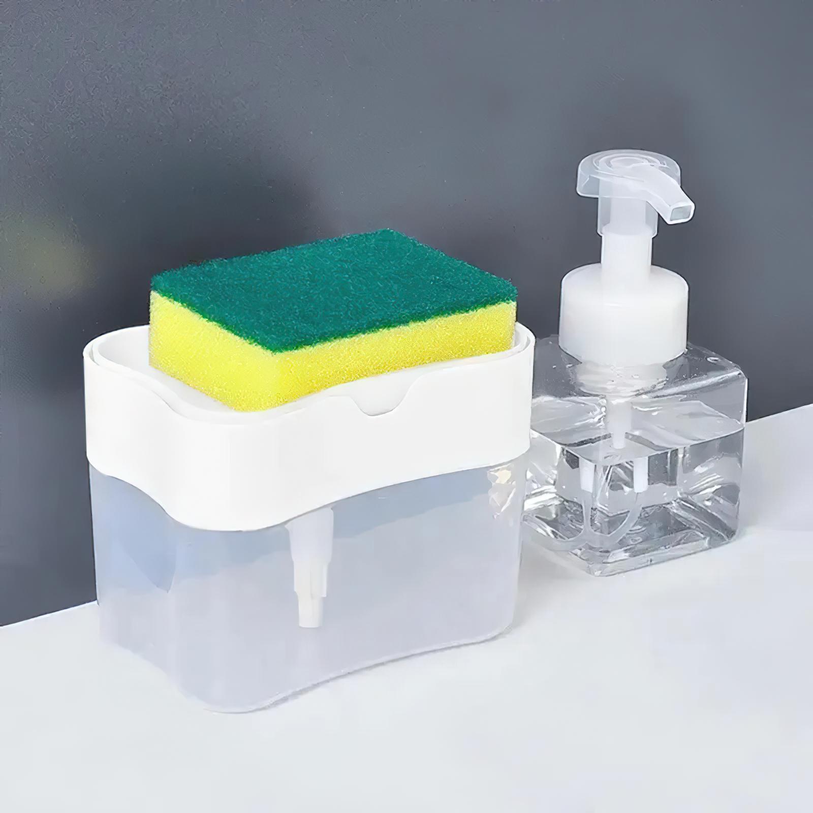 Диспенсер для моющего средства Soap pump & sponge нажимной 385 мл Белый (1009775-White) - фото 8